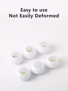 6个装绿茶鞋用除臭球，快速除臭空气清新剂，适用于鞋子、健身包、衣柜、宠物区、厨房、浴室和家居的除臭剂，可重复使用的镂空设计，气味均匀分散，使用无刺激，体积小巧，易于放置，持续除臭效果，家庭用品供应商 - 白色 - 查看 6