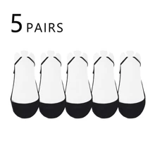 5 Pairs Women's Summer Thin Non-Slip Silicone Heel Invisible Socks, Minimalist Style Versatile For Daily Wear