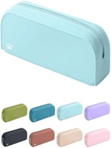 New Large Capacity Silicone Solid Color Pencil Case, Student Stationery Organizer Bag, Rectangular Silicone Pencil Box, Cosmetics Storage Pouch - Multicolor - View 10