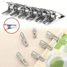 100Pcs/Set Stainless Steel Clothes Drying Clips Non Slip Windproof Underwear Socks Metal Clips - Silver - View 4