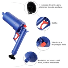 1 Peça Dispositivo Desentupidor de Vaso Sanitário Poderoso, Anti-Respingos, Pneumático de Alta Pressão, Desentupidor de Dreno, Desentupidor de Banheiro, Pia, Banheira, na Cor Preta