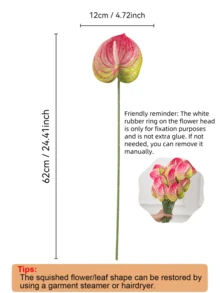 1 CÁI/3 CÁI/5 CÁI Hoa Loa Kèn Anthurium Nhân Tạo (Vàng-Đỏ) Dùng Cho Đám Cưới, Văn Phòng, Tiệc Khách Sạn, Trang Trí Bàn Nhà - vàng đỏ - Xem 3