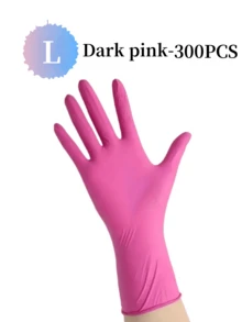100 piezas/Paquete Guantes desechables de nitrilo rosa, sin polvo y duraderos, adecuados para limpieza del hogar y la cocina, sin látex, previenen el entumecimiento de los dedos, aplicables para la cocina, el baño, las tareas del hogar, la pintura, los viajes al aire las herramientas del hogar, guantes multiusos (empacados) - Rosa oscuro - Ver 28