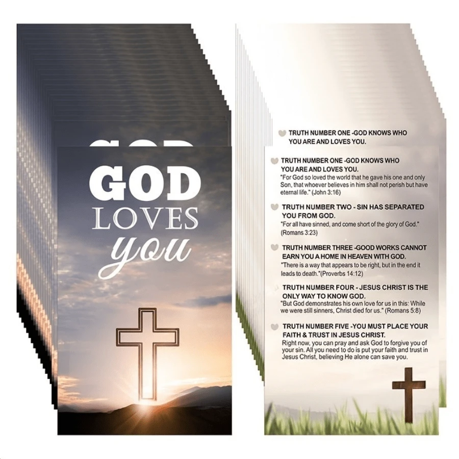 100张（10套=100张）励志圣经经文祷告卡，印有“上帝爱你”字样 - 哑光表面，非常适合用来鼓励和增强信仰，是理想的礼物。 - 上帝愛你-灰色 - 查看 1
