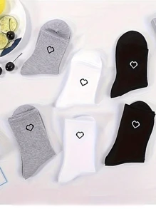 10 par sportowych długich skarpet rurkowych z wzorem w serca, pończochy damskie i rajstopy (1/3/6/10 par), jesień