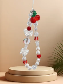 1pc Red Cherry Pendant Phone Lanyard, Phone Accessory Compatible With Camera CCD, Keychain Decor For Bags, Clothes, Designed For Women - Multicolor - View 6