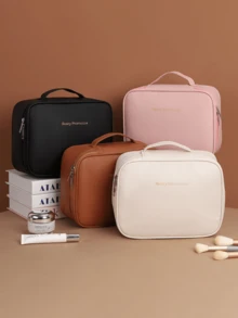 1个多功能PVC化妆包，夏季旅行化妆品收纳包，防水浴室收纳袋，可装护肤品、化妆刷、眼影盘、粉饼、乳液、口红、首饰，伴娘礼物、母亲节礼物、送给朋友和老师的礼物 - 彩色 - 查看 5