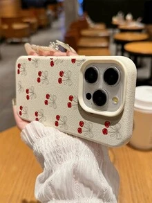 1pc Minimalist Cherry Pattern Soft Phone Case, Waterproof, Drop-Proof, Anti-Slip, Compatible With Apple & - Multicolor - View 5