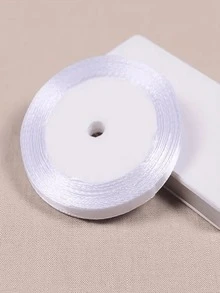 1 条白色缎带，多种宽度：0.6/1/1.5/2/2.5/4/5 厘米、缎带蝴蝶结、彩色缎带、涤纶缎带、礼盒丝缎带、提花缎带 - 白色 - 查看 4