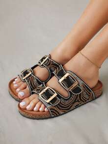 REVREAL 缀饰扣凉鞋 时尚凉鞋 夏季女士凉鞋 - 黑色 - 查看 1