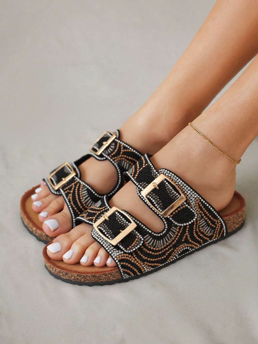 REVREAL 缀饰扣凉鞋 时尚凉鞋 夏季女士凉鞋 - 黑色 - 查看 1