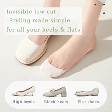 5 Pairs Women's Summer Thin Non-Slip Silicone Heel Invisible Socks, Minimalist Style Versatile For Daily Wear
