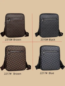 男士 PU 皮革斜挎包，休闲斜挎包，旅行包，带手机钱包