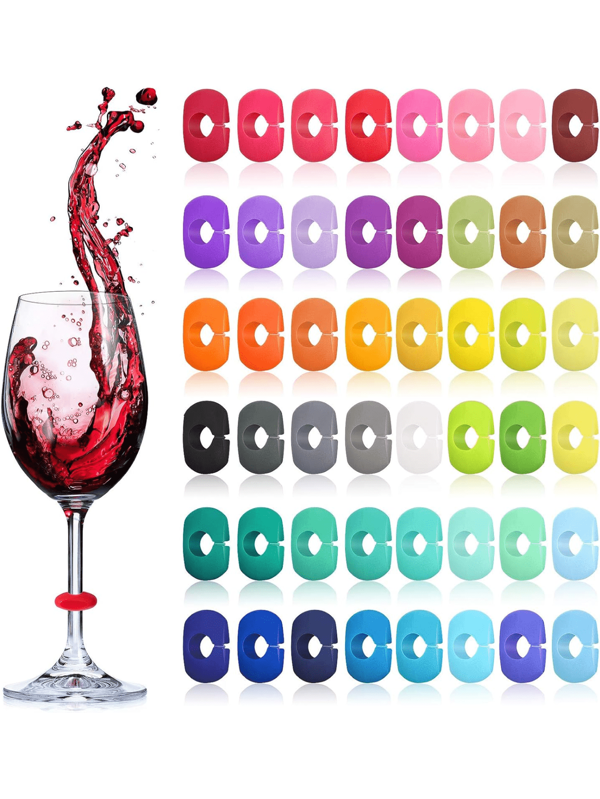24 Pezzi Contrassegni per Bicchieri da Vino, Marcatori per Bicchieri in Silicone, Identificatori per Bicchieri da Vino, Champagne, Cocktail e Martini, Perfetti per Feste