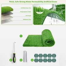 1 Set Artificial Grass Lawn Carpet, Dog Grass Mat With Drainage Holes And Replacement Artificial Grass Turf, Comes With Hook Remover U-Pegs And Spacers, Dog Potty Training Cleaning Mat, Easy To Clean, No Mess, PRT Backing, Pet Friendly Material, Decorative Garden Landscape Artificial Grass, Outdoor Faux Green Grass Mat, Grass For Indoor Outdoor Balcony Backyard Patio Gate Pool Deck Dogs And Cats - Multicolor - View 6