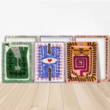 3 Stücke, Vintage ägyptischer Tiger mit Leoparden Leinwandkunstdruck - Moderne abstrakte Wanddekoration, Vintage Wandkunst, Poster für Wohnzimmer, Esszimmer, Schlafzimmer, Flur, Küche, Heimdekoration - Leinwandmaterial (optionaler Rahmen)