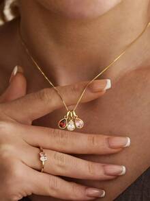 Customized Birthstone Necklace, 18K Gold Gemstone Necklace, Multiple Birthstone Necklace, Grandmother Necklace, Mother's Day Gift For Her,Black,Silver,Gold,Stylish,Colorful,Vintage,Simple,Unisex,Casual,Cuties,Custom,Personalized,Unique,Ideal Gifts For Him,Ideal Gifts For Her,Her,Boyfriend,Girlfriend,Dad,Mom,Family,Friends,For Anniversaries,For Birthdays,For Graduation,For Prom,For Party,Customized Fashion Jewelry - Multicolor - View 5