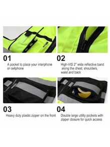 Reflective Vest, High-Visibility Yellow Breathable Garment For Construction, Sanitation, Traffic