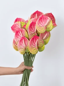 1 CÁI/3 CÁI/5 CÁI Hoa Loa Kèn Anthurium Nhân Tạo (Vàng-Đỏ) Dùng Cho Đám Cưới, Văn Phòng, Tiệc Khách Sạn, Trang Trí Bàn Nhà - vàng đỏ - Xem 4