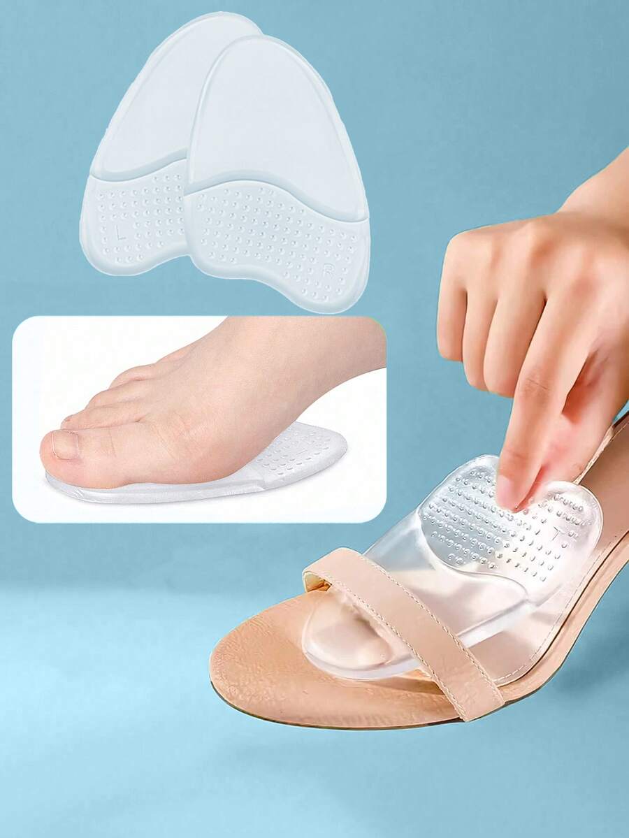 HALF INSOLE 1 Pair Forefoot Insert Cushion Pads For Women Shoes Anti Slip Silicone Foot Pain Relief Pads For High Heels Sandals Gel Shoe Insoles, Shoes Accessories Gift Ideas - Heart-shaped Dot Forefoot Pad - View 1