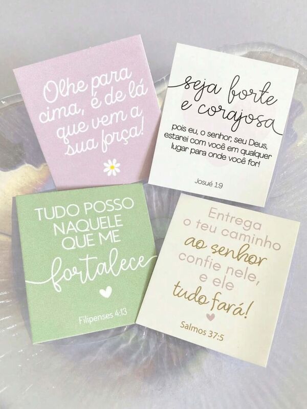 Kit Mini Cartões Frases Evangelicas Biblicas  tamanho 4x5cm