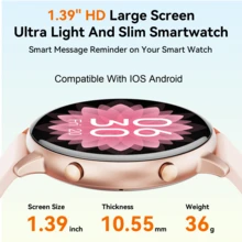 Hwagol Round Screen Women's Smart Watch With Bluetooth Wireless Call, Custom Watch Face,Multi-Sport Modess, Women's Health Monitoring, Heart Rate, Blood Oxygen Monitor Smart Watch For Women Compatible With IOS & Android - Gold - View 4