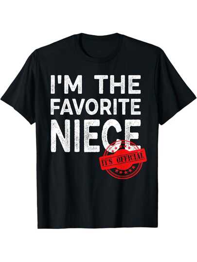 [1pc Camiseta Divertida de Sobrina] Camiseta Oficial Favorita de Sobrina,% Algodón, Cuello Redondo Casual, Ligera Elasticidad, Camiseta Impresa, Ajuste Holgado, para Adultos, Tejido de Punto para Todas las Estaciones, para Familia y Amigos, con Regalo de Vacaciones