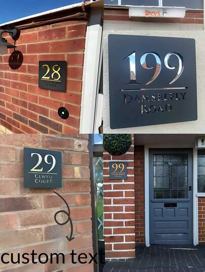 Custom House Number Sign Personalized Street Address Plaque Modern Door Name Signs Outdoor Acrylic Wall Plate