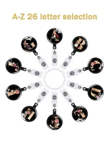 1 件可伸缩身份证徽章卷轴，带旋转夹，圆形玻璃钥匙扣，用于 A-Z 名片，黑色徽章卷轴，适用于护士/医生，办公用品，方便返校识别，万圣节和圣诞节送给朋友的礼物，有意义的新年礼物，送给同事、老师、长辈 - 彩色 - 查看 2
