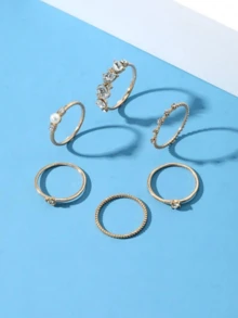 GARMEND 1 Bộ 4 Chiếc Nhẫn Bướm Đính Đá Rhinestone Màu Vàng Sang Trọng Dành Cho Nữ - vàng - Xem 2