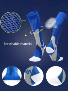 [Compression Socks] 3 Pairs Sports Compression Socks | Running Long Calf Men's And Women's Couple Student Socks - Best Support For Running Bike Flight - Multicolor - View 4