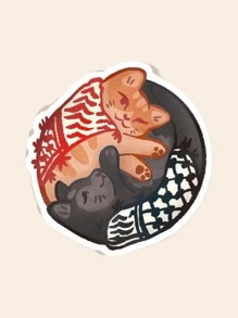 Pegatinas de vinilo "Catffiyeh" (Gatos árabes con Kufiya), pegatinas de humor divertido para portátiles, teléfonos, botellas de agua, Kindle