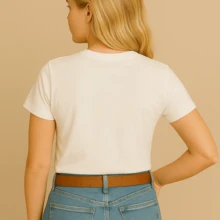 Camiseta Algodão Modinha Estampada Tão Delicada Feito Coice de Mula Look Fashion Fofo Menina Mulher Feminina Manga Curta Roça Rodeio Festa - Branco - Visão 4