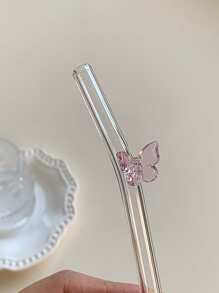 Juego de 6 Pajitas Reutilizables con Encanto de Mariposa - Juego de Bebida Encantado para Bodas/Despedidas de Soltera, Pajitas de Vidrio Caprichosas con Cepillo de Limpieza, Suministros para Fiestas, Accesorios de Cóctel para Jardín de Hadas, Perfecto para Fiesta de Soltera y Decoración de Compromiso Nupcial, Regalo para Novia