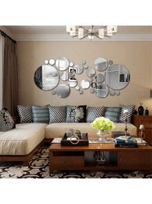 32pcs Premium Acrylic Circular Mirror Wall Stickers - 3D Decoration Home Decor Back To School Room Decor School Supplies