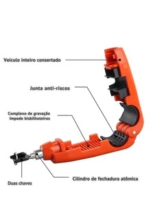 Trava de Guidão Antifurto em Alumínio para Moto - Vermelho - Visão 3