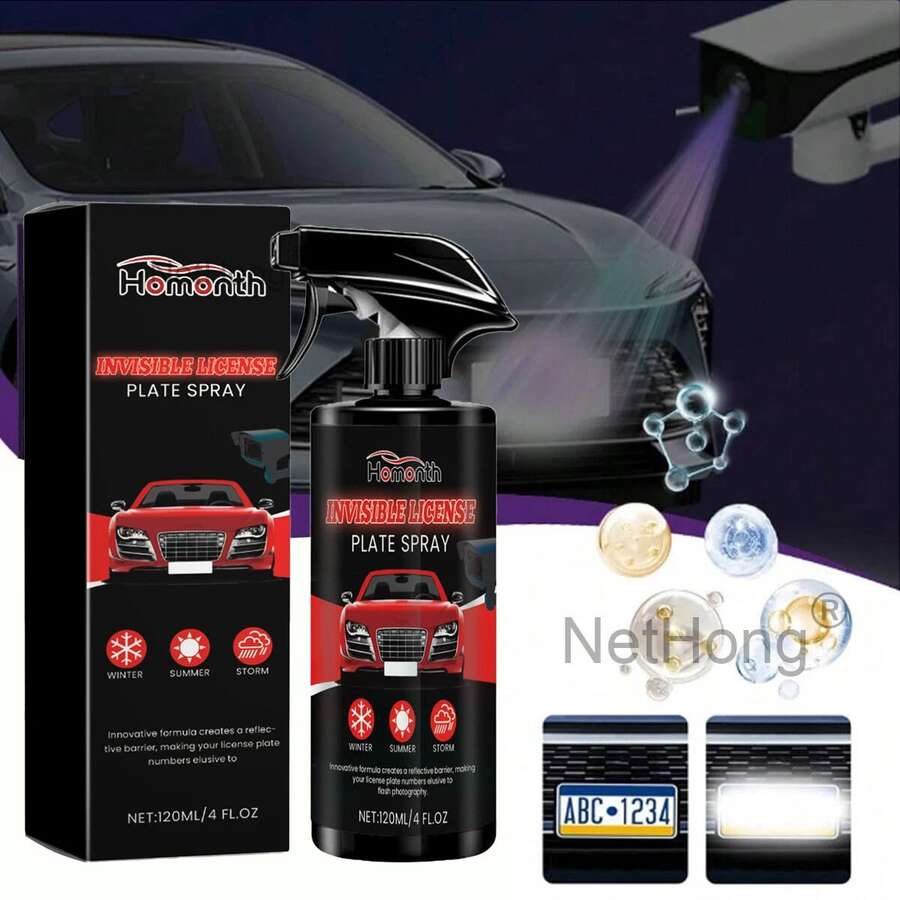 NetHong 2 PCS Invisible License Plate Spray Invisible Guard Spray Car Plate Number Coat - Black - View 1
