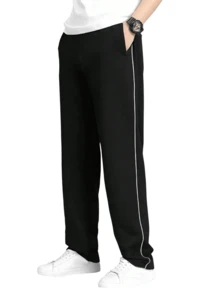 Men's Tactel Sports Pants, Plain, Reinforced Stitching - màu đen - Xem 1