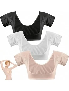 1pc Underarm Sweat Absorbing Tank Top, Breathable Underarm Sweat Pad, Mesh Sweat Proof Camisole, Suitable For Women - Black - View 1