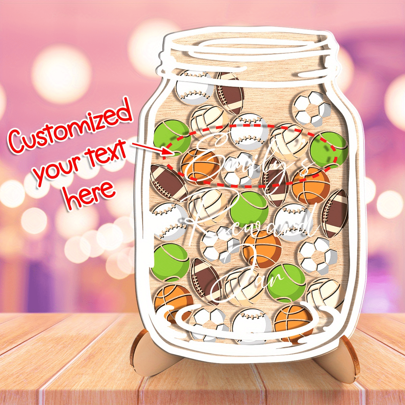 1 Set Personalized Wooden & Acrylic Reward Star Jar With 30 Decorative Pieces - Customizable Name - Positive Gift Suitable For Home, Classroom, Office Decor - Suitable For Wedding, Birthday, Housewarming, Christmas, New Year, Mother's Day