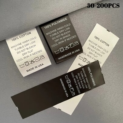 50-200 pièces personnalisées Étiquettes de vêtements en ruban de satin lavables, col de vêtements pour hommes et femmes, étiquettes blanches en tissu avec motif multicolore, étiquettes personnalisées exquises brodées à la main pour vêtements, sacs, robes, t-shirts, chapeaux, écharpes, uniformes scolaires, draps, chapeaux, chaussettes, sacs d'école, etc.