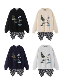 1pc Women Plaid Skirt With Layered Ruffle Hem, One-Piece Shirt Hem Dress For Overlaying Streetwear, Versatile Design Suitable For Dance Practice, Performance, Gymnastics, Beach Activities - Multicolor - View 4