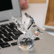 Mariposa de cristal, pequeño animal, decoración del hogar, accesorio de escritorio, conjunto compuesto por mariposa de cristal blanco y prisma de captura de luna/sol