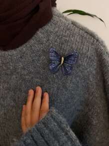 Retro Stickerei, Farbverlauf Schmetterling Brosche, Mantel Pullover, vielseitige, elegante und künstlerische Brosche Accessoire