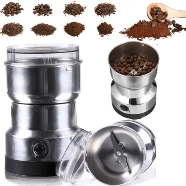 Moedor Elétrico de Café e Grãos – 150ml, Inox, Portátil e Fácil de Limpar