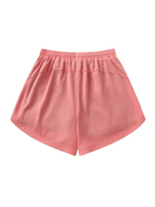 女士二合一健身短裤 - 高弹力网球和跑步短裤，双层设计，结合瑜伽和运动服的优点，短款骑行短裤 - 玫紅色 - 查看 5