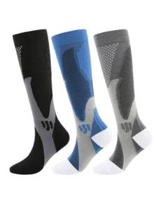 [Compression Socks] 3 Pairs Sports Compression Socks | Running Long Calf Men's And Women's Couple Student Socks - Best Support For Running Bike Flight - Multicolor - View 11