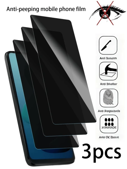 3pcs Privacy Screen Protectors Tempered Glass Compatible With Motorola Phones, Suitable For Phone Cases, Easy To Install Gift For Birthday, Family, Friends Anti-Spy, Phone Screen Protector, Phone Accessories Waterproof Shockproof Anti-Fall Anti-Fall Scratch Resistant Anti-Fingerprint Full Cover