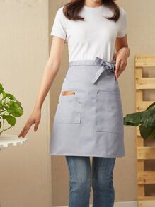 1 pieza Delantal de cintura con bolsillos, delantal medio para mesero/a de restaurante, delantal para camarero/a hombre y mujer