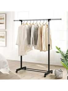 FOUND HOME Rack Perchero Organizador Ropa Doble Guardaropa Ajustable ,Tendedero de ropa retráctil multifuncional - Negro - Ver 2